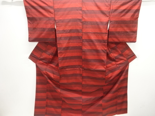 横段織り出し手織り紬着物